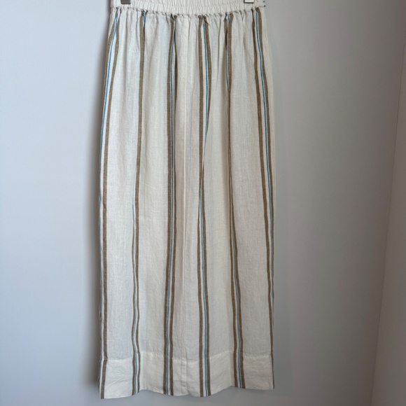 NWT Madewell  Column Striped Maxi Skirt in 100% Linen Olive Surplus Stripe SZ XS - Picture 6 of 9
